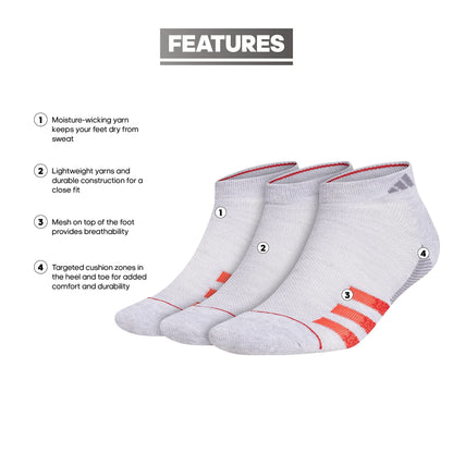 adidas Men's Superlite Stripe 3 Low Cut Socks (3-Pair)