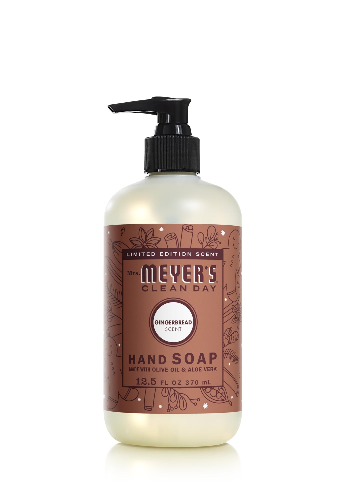 Mrs. MEYER'S CLEAN DAY Liquid Hand Soap, Limited Edition Gingerbread Scent, 12.5 Ounce Bottle