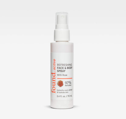 Found Active Refreshing Multitasking Face & Body Spray with Rose Instantly Cools, Refreshes, & Hydrates Skin, 2.4 Fl Oz