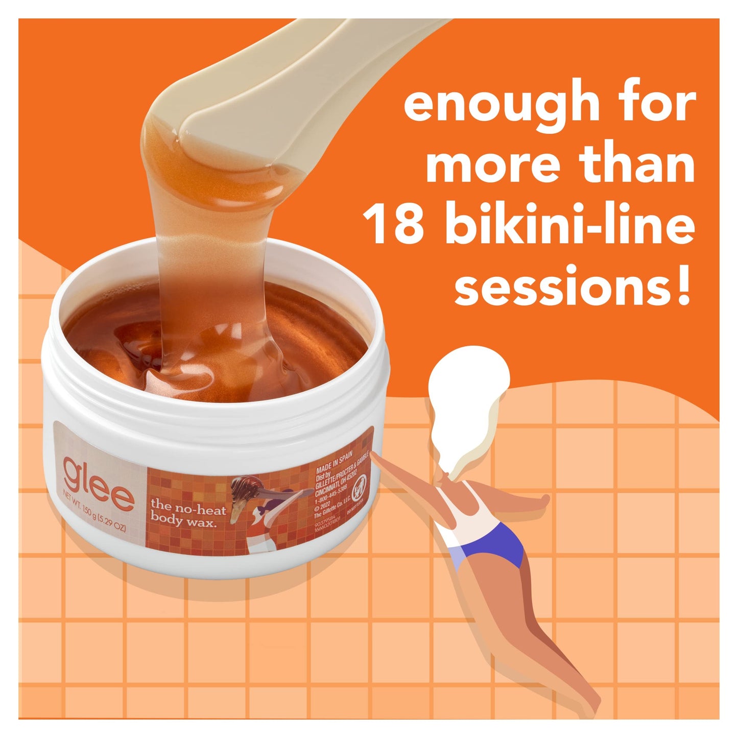 JOY Glee Caramel Body Wax Starter Kit for Women,Safe for Sensitive Skin,No-Heat & Microwave-Free,Candy Scent,5.29oz