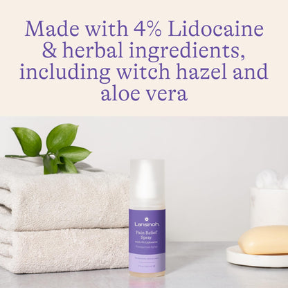 Lansinoh 4% Lidocaine Perineal Spray, Pain Relief for Postpartum Care, 3.5 Ounces