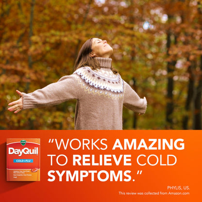 Vicks DayQuil LiquiCaps, Cough, Cold & Flu Relief, Sore Throat, Fever, & Congestion Relief, Non- Drowsy, 24 LiquiCaps
