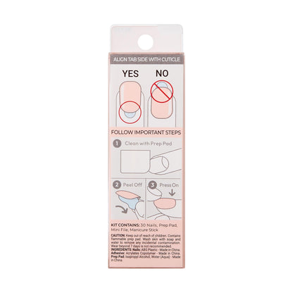 KISS imPRESS No Glue Mani Press On Nails, , 'Serendipity', Pink, Medium Size, Coffin Shape, Includes 30 Nails, Prep Pad, Instructions Sheet, 1 Manicure Stick, 1 Mini File