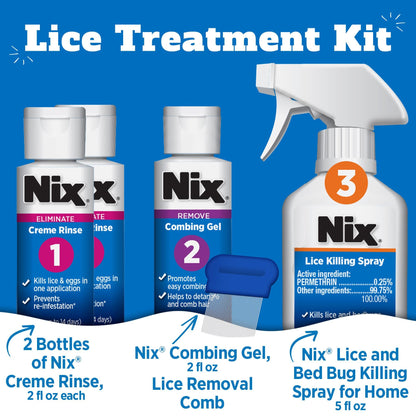 Nix Complete Lice Treatment Kit, Lice Treatment for Hair, Lice Spray for Home, Lice Comb