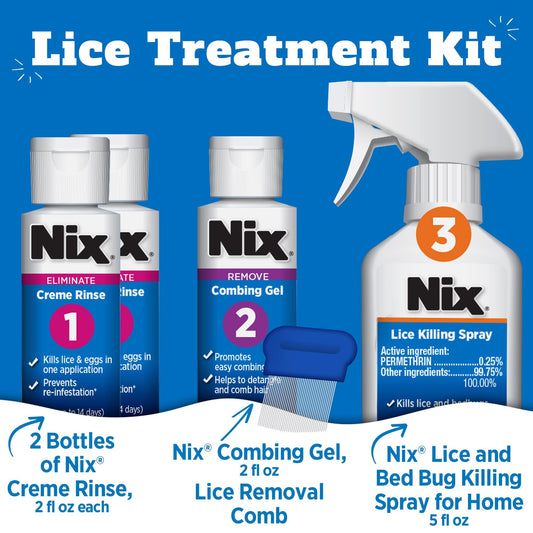 Nix Complete Lice Treatment Kit, Lice Treatment for Hair, Lice Spray for Home, Lice Comb