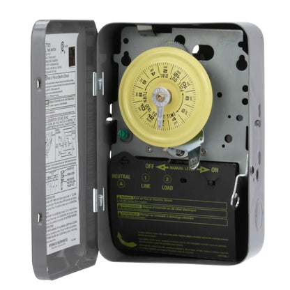 Intermatic T101 24-Hour Mechanical Time Switch, Reliable Control for Various Loads, 12 ON/Off Operations - Manual Override, for Industrial, Commercial, Residential