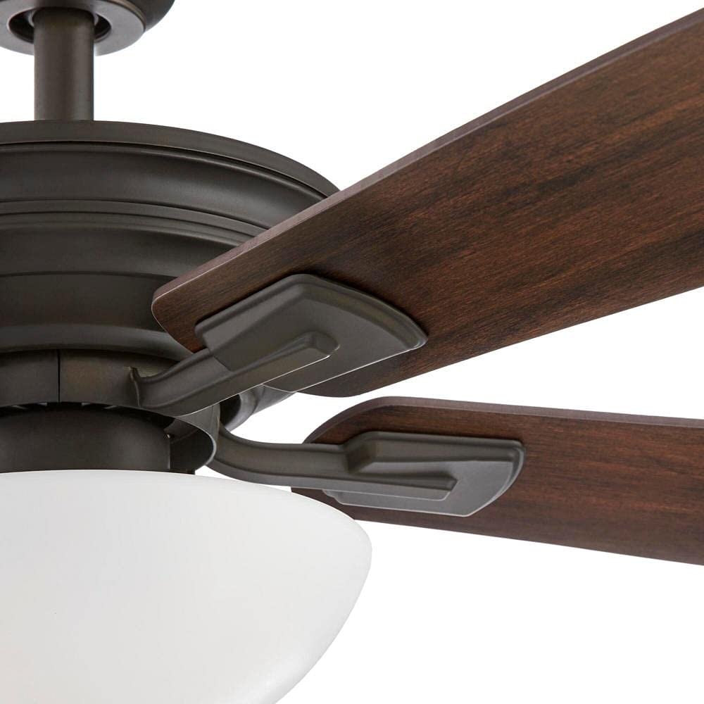 Hampton Bay Wellston II 44 in. Indoor LED Bronze Dry Rated Downrod Ceiling Fan with Light Kit and 5 Reversible Blades, 52044