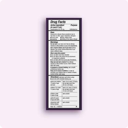 Allegra Children's 12HR Allergy Relief Non-drowsy Antihistamine Liquid, Berry Flavor, Alcohol-Free & Dye-Free