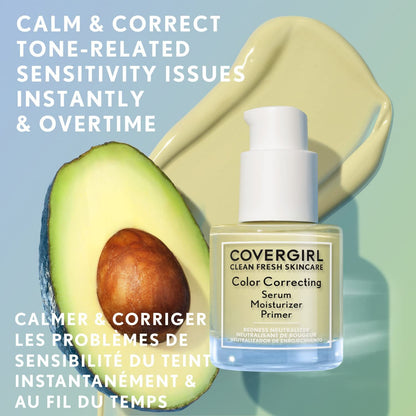 COVERGIRL Clean Fresh Color Correcting Serum + Moisturizer + Primer – Moisturizer, Face Primer, Covergirl Skincare