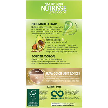 Garnier Nutrisse Ultra Color Nourishing Hair Color Creme, LB2 Ultra Light Natural Blonde (Packaging May Vary)