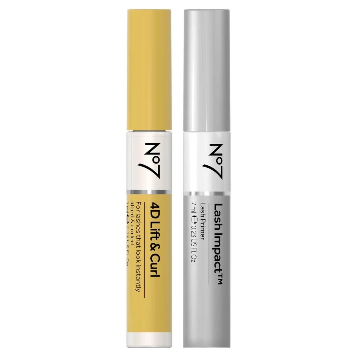 No7 4D Lift and Curl Mascara with Lash Impact Lash Primer Eye Duo, 1 Fl Oz (Pack of 1), Black