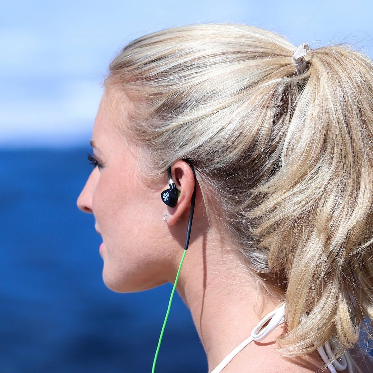 JLab Audio Fit2 Sport Wired Earbuds | Sport Fit with Customizable Memory Wire Earhook | IPX5 Waterproof & Sweatproof | C3 Sound with Titanium Drivers | Black