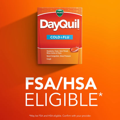 Vicks DayQuil LiquiCaps, Cough, Cold & Flu Relief, Sore Throat, Fever, & Congestion Relief, Non- Drowsy, 24 LiquiCaps