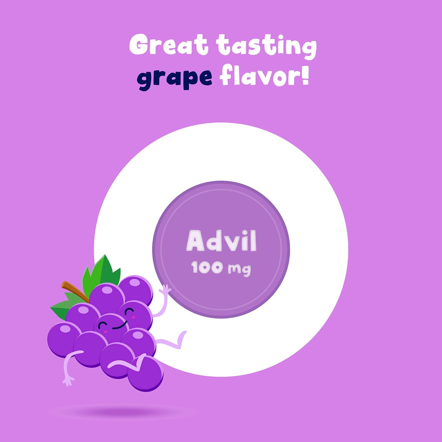 Advil Junior Strength Chewable Ibuprofen Pain Reliever and Fever Reducer, Children's Ibuprofen for Pain Relief, Grape - 24 Tablets