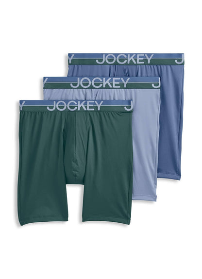 Jockey Men's Underwear Infinite Cool Microfiber Stretch 8" Long Leg Boxer Brief - 3 Pack