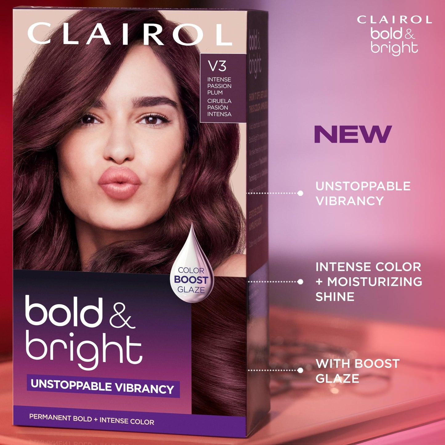 Clairol Bold & Bright Permanent Hair Dye, Vibrant, Moisturizing Hair Color with Color Boost Glaze