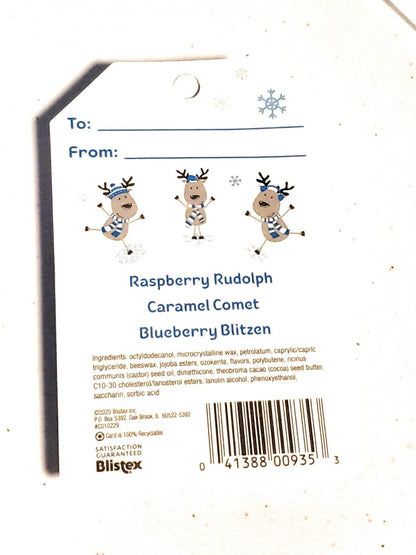 Blistex Lip Moisturizer Holiday Collection - Raspberry Rudolph, Caramel Comet, Blueberry Blitzen 0.15 oz (Pack of 1)