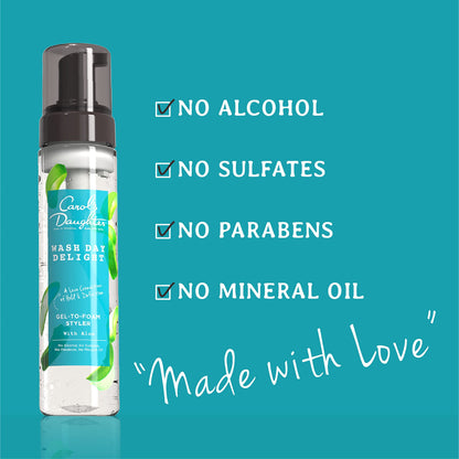 Carol's Daughter Wash Day Delight Hair Gel to Foam Mousse Styler and Hair Detangler for Curls with Aloe, Natural-looking Hold 8.5 fl oz