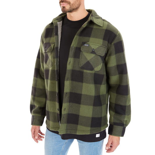 Smith's Workwear Men's Sherpa-Lined Plaid Fleece Shirt Jacket