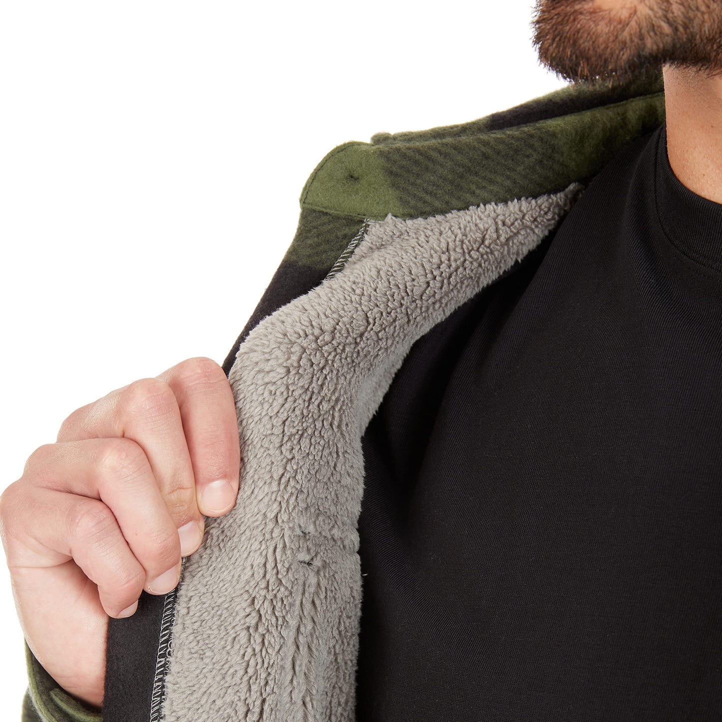 Smith's Workwear Men's Sherpa-Lined Plaid Fleece Shirt Jacket