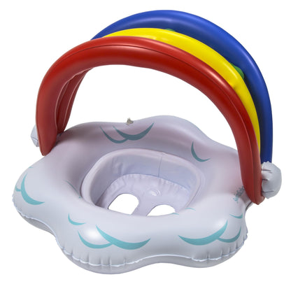 SwimSchool Rainbow Baby’s First Pool Float - 6-18 Months - Novelty Baby Boat with Adjustable Seat - Rainbow