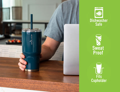 Reduce 34 oz Tumbler, Stainless Steel - Keeps Drinks Cold up to 24 Hours - Sweat Proof, Dishwasher Safe, BPA Free - Cotton, Opaque Gloss