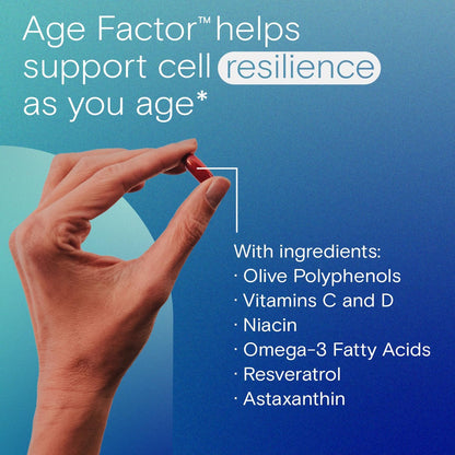 One A Day Age Factor Cell Defense-Cell Health Supplement to Support Healthy Aging Journey, Cell Health Support for Adults, with Olive Polyphenols, Resveratrol, Vitamin B3 (Niacinamide), 30 Softgels