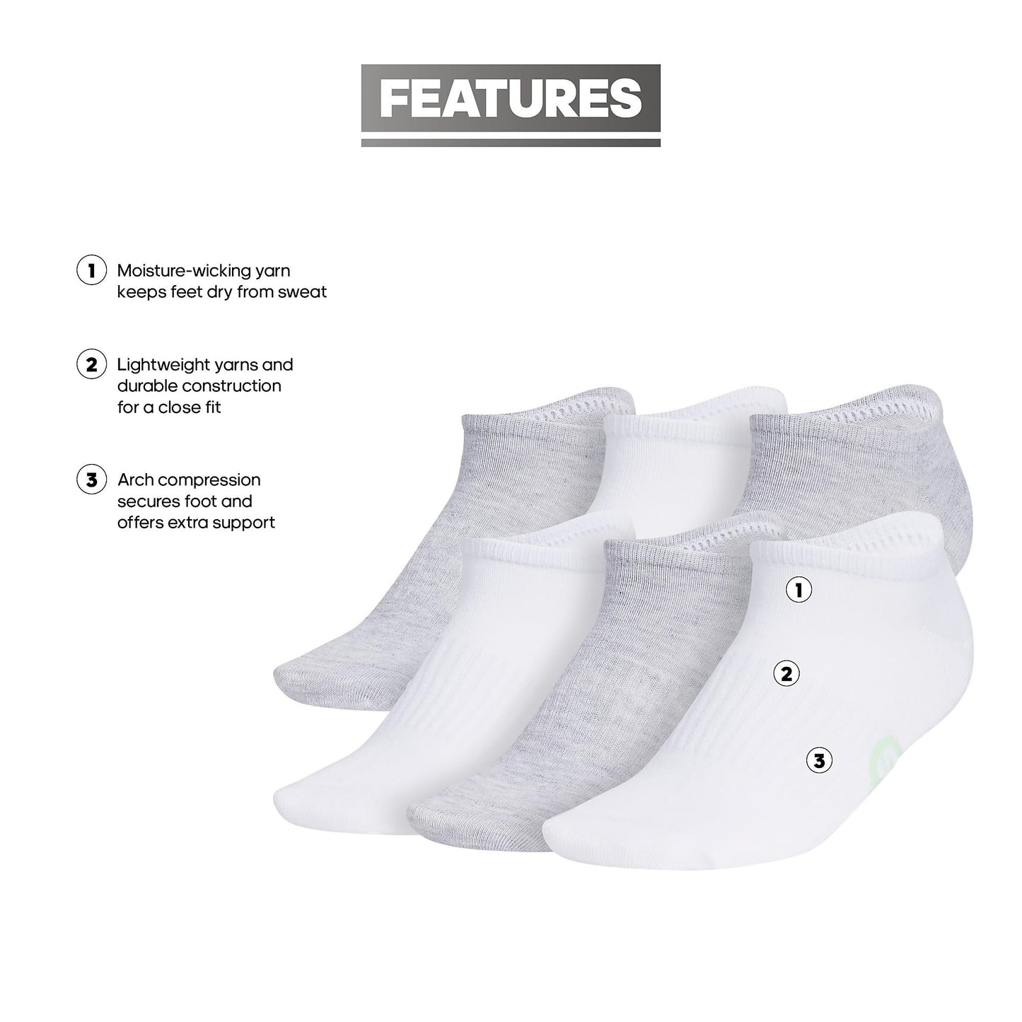adidas Women's Classic Superlite Low-Profile No Show Socks (6-Pair) with Arch Compression for Non-Slip Fit and Breathable Comfort