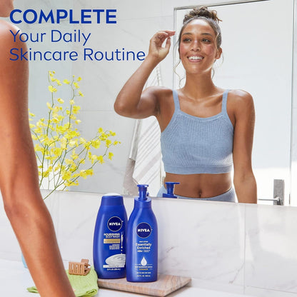 NIVEA Nourishing Care Body Wash with Nourishing Serum, Enriched with a Unique Blend of Plant-Derived Oils, Essential Skin Lipids & Vitamins, 20 Fl Oz (Pack of 2)