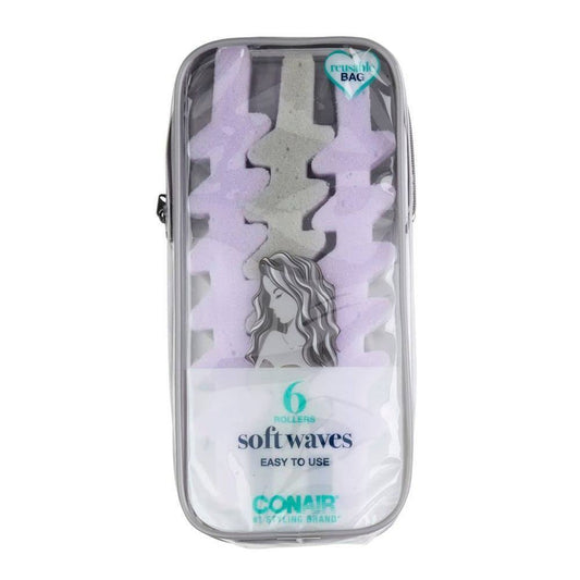 Conair Heatless Z-Shaped ZigZag Foam Hair Rollers, Assorted Colors, 6-Pieces