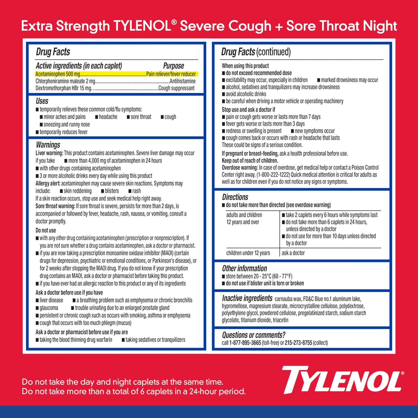 Tylenol Caplets Severe Cough + Sore Throat