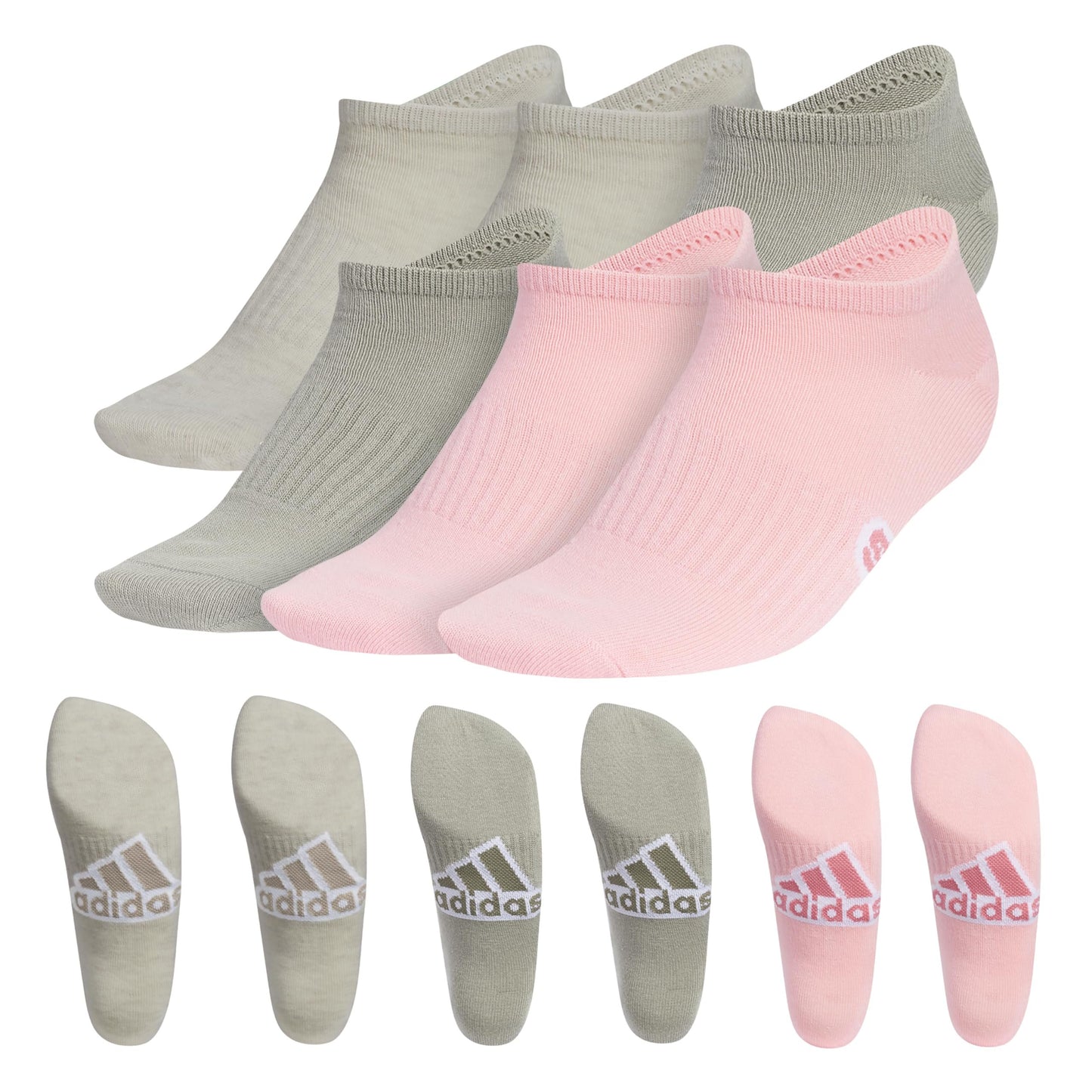 adidas Women's Classic Superlite Low-Profile No Show Socks (6-Pair) with Arch Compression for Non-Slip Fit and Breathable Comfort