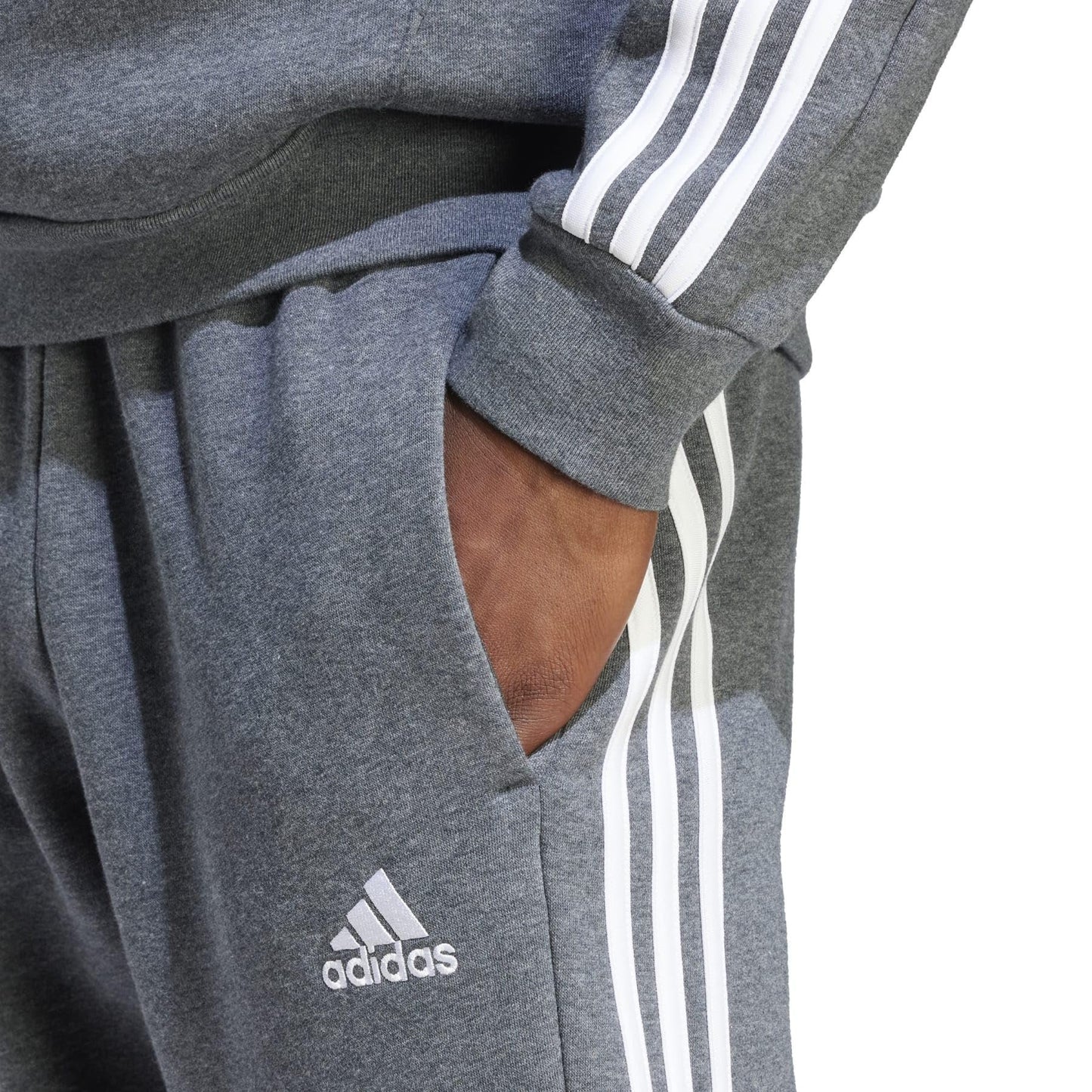 adidas Men's Essentials Fleece Open Hem 3-Stripes Pants