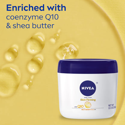 NIVEA Skin Firming Q10 Body Cream, 4-in-1 Body Moisturizer with Fresh Scent, Skin Firming Cream Enriched with Q10, 13.5 Oz Jar