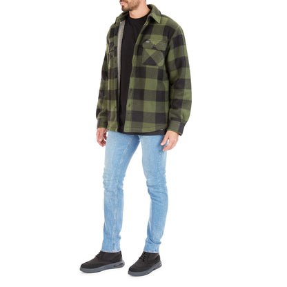 Smith's Workwear Men's Sherpa-Lined Plaid Fleece Shirt Jacket