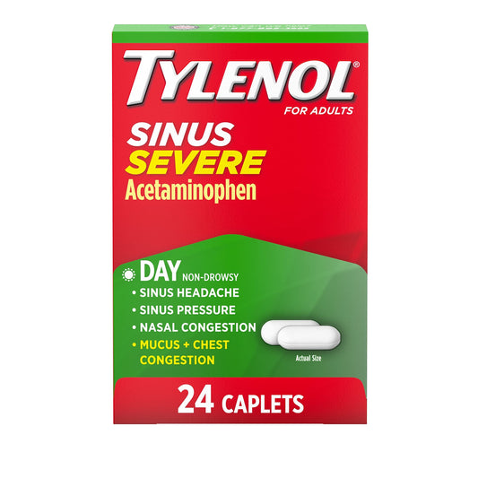 Tylenol Sinus Severe Daytime Caplets with Acetaminophen, Guaifenesin & Phenylephrine HCl, 24 ct
