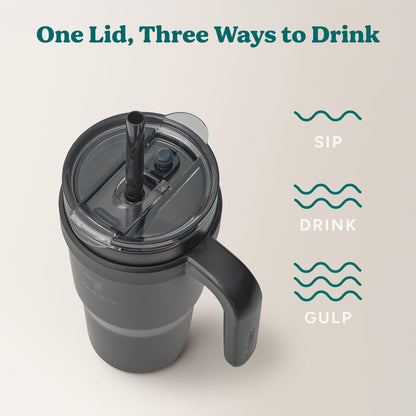 REDUCE Stainless Steel Tumbler with Handle - Dual-Wall Vacuum Insulated Travel Mug, Sweat-Proof Lid & Reusable Straw - Keeps Drinks Cold for 24 Hrs, Fits Cupholders, Dishwasher Safe