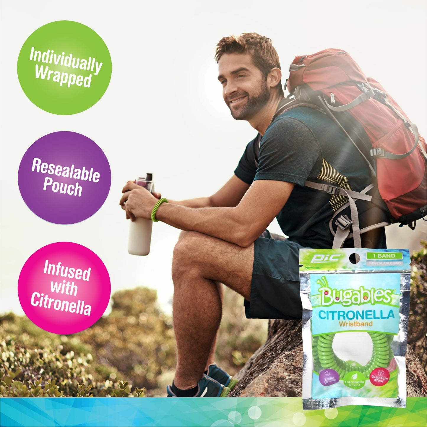 PIC Bugables Coil Wristbands, Reusable and Resealable, One Size Fits All