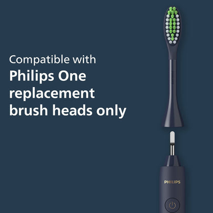 Philips One Electric Toothbrush by Sonicare HY1100/54 - Micro Vibrations, Soft bristles That Gently Polish and whiten teeths, 3 Month Battery Life, 2 Minute Timer and Quadpace Black