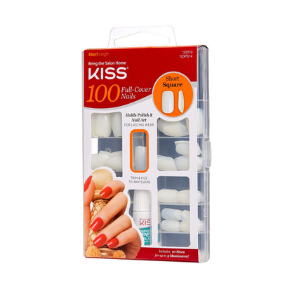 Kiss 100 Full Cover Nails Short Square (Short Length) (2 Pack)