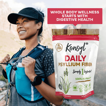 Konsyl Daily Psyllium Fiber 360g / 12.7oz - Non-GMO, Vegan, Keto-Friendly, Fiber Supplement Powder - Supports Digestive Health