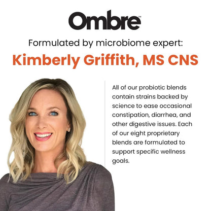 Ombre Metabolic Booster Probiotic - Supports Metabolism, Healthy Weight Management & Digestion - Energy & Gut Health Supplement for Women and Men - 10 Billion CFU, Prebiotic Fiber, Vegan, 30 Servings