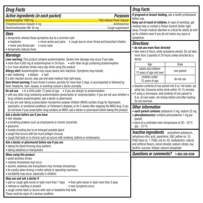 Theraflu Max Strength Nighttime Flu Medicine for Flu Symptom Relief with Acetaminophen, Dextromethorphan HBr, and Chlorpheniramine Maleate, Honey Lemon Flavored - 6 Powder Packets