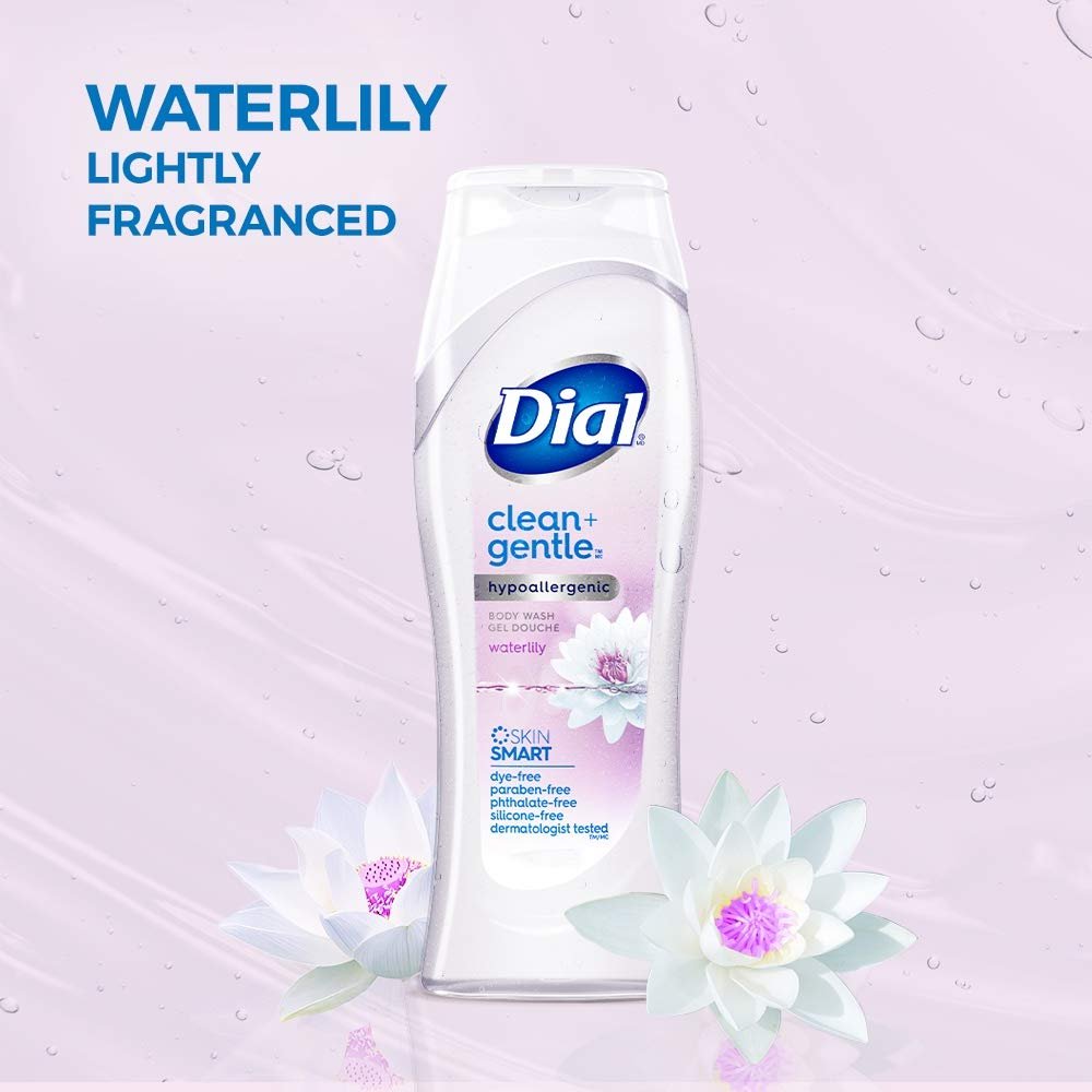 Dial Clean & Gentle Body Wash, Waterlily, 473 Milliliters (Pack of 1)