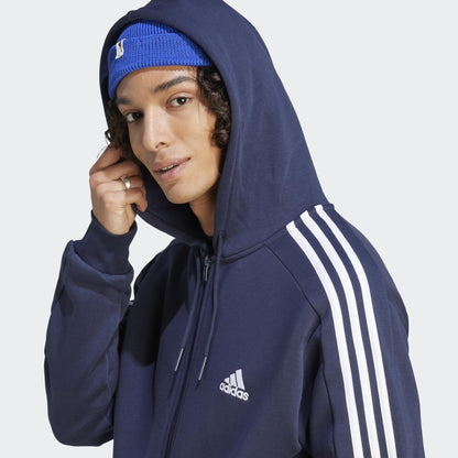 adidas Mens Essentials Fleece 3-Stripes Hoodie Athletic Outerwear Casual - Red