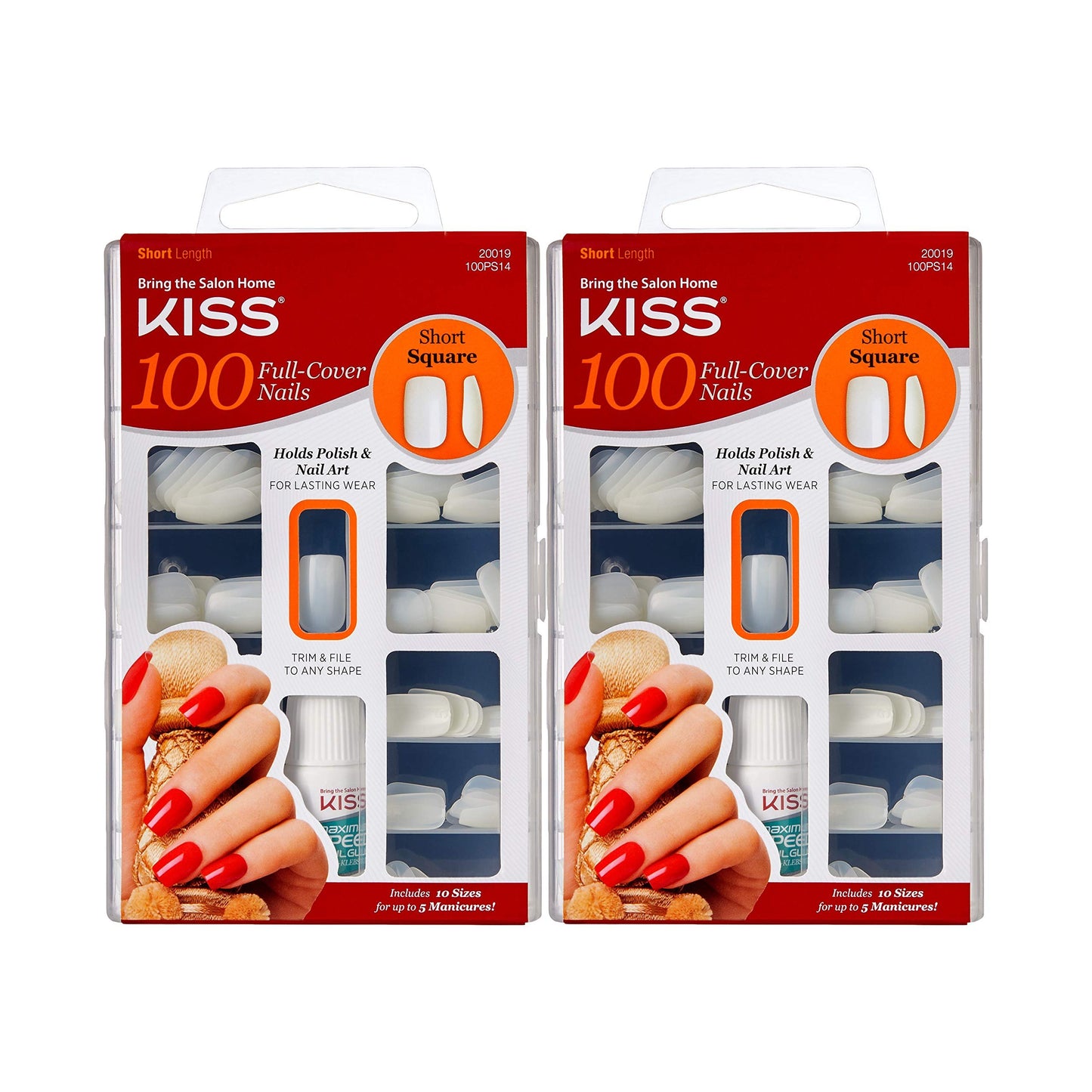 Kiss 100 Full Cover Nails Short Square (Short Length) (2 Pack)