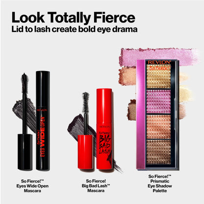Revlon So Fierce Eyes Wide Open Mascara with Push-up Brush, For Volumizing & High Lifting Eyelashes, Smudge-proof, Flake Resistant, 101 Blackest Black, 0.24 fl oz
