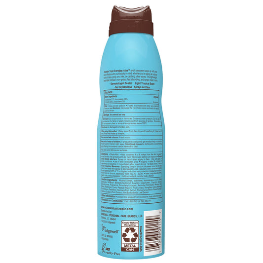 Hawaiian Tropic Everyday Active Clear Spray Sunscreen SPF 50, 6oz | Hawaiian Tropic Sunscreen SPF 50, Sunblock, Oxybenzone Free Sunscreen, Spray On Sunscreen, Body Sunscreen Spray, 6oz