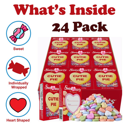 Valentine's Day Candy Conversation Hearts, Sweet Heart Conversation Hearts Candy, Individually Wrapped Addressable Boxes, Multi-Flavored Heart-Shaped Candies with Classic Sayings, .9 Oz Each, For Gifting, Classroom Exchange