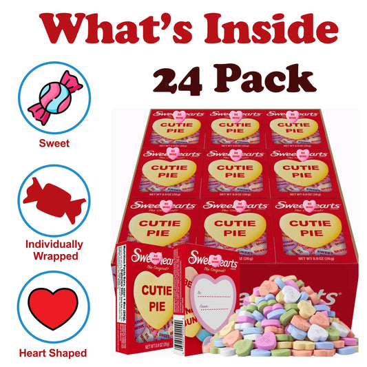 Valentine's Day Candy Conversation Hearts, Sweet Heart Conversation Hearts Candy, Individually Wrapped Addressable Boxes, Multi-Flavored Heart-Shaped Candies with Classic Sayings, .9 Oz Each, For Gifting, Classroom Exchange
